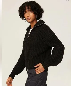 RTR Zadig & Voltaire Cheri Zip Turtleneck Sweater Zippered Knit Black sz M thick thumbnail 2