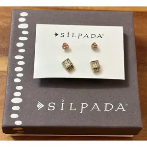 SILPADA “Color Riot” Set/2 Brass Post Earrings - KRP0052 - New In Box - Rare/HTF thumbnail 1