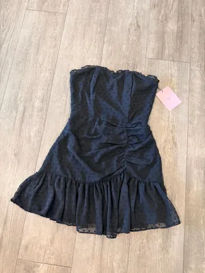 Hello Molly Black Strapless Ruffled Mini Dress thumbnail 5