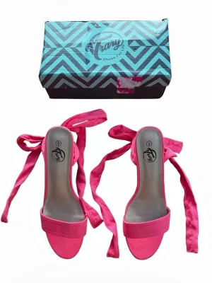 Trary Pink Suede Lace-Up Ankle Strap Chunky Block Heel Sandals Size 9 NIB thumbnail 1