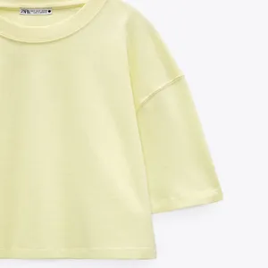 NWT ZARA LIME GREEN RELAXED FIT CROPPED TOP LARGE Butter Yellow thumbnail 5