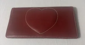 Brighton Checkbook Cover Dark Red Heart Leather Credit‎ Cards ID Slots thumbnail 1