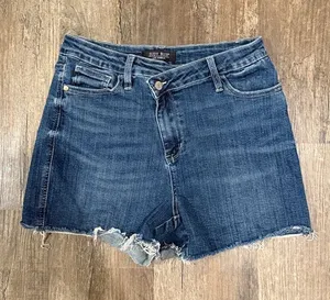 Judy Blue Indigo Frayed Hem Denim Cutoff Shorts thumbnail 1