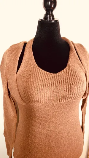 NEW Halter Sweater Dress XL Pretty Little Thing in Chocolate Camel Brown Plus size thumbnail 1