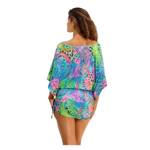 New Luli Fama SEAGLASS FANTASY South Beach Dress Multicolor Coverup Vibrant thumbnail 4