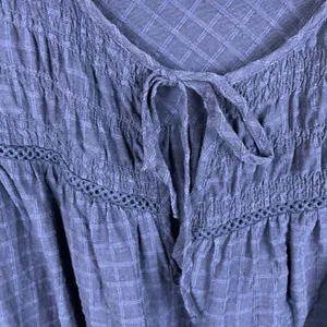 Torrid Smocked Yoke Top Size 4X Navy Blue Peplum Short Flutter Sleeves Cotton thumbnail 7