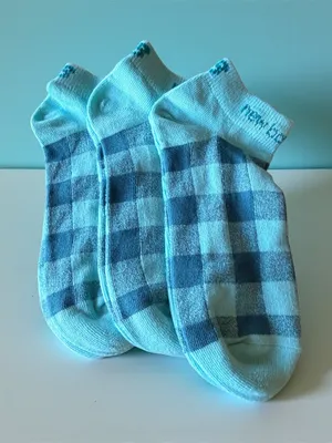 New Balance 3 Pair Blue Plaid Low Cut Athletic Socks Women’s Medium NWOT thumbnail 2