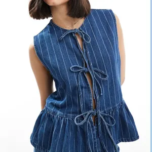 ASOS Top en jean noué devant Blue Size 12/14 NWOT thumbnail 2