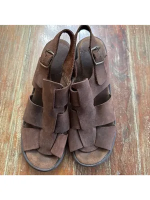 Vintage 90s Y2K Brown Leather Chunky Platform Fisherman Sandals Approx. Size 9 thumbnail 5
