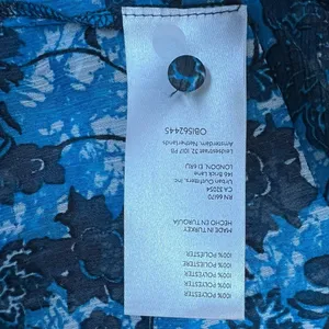 By Anthropologie Blouse Top Womens Large Blue Sheer Floral Boho Long Sleeve‎ Tie thumbnail 12