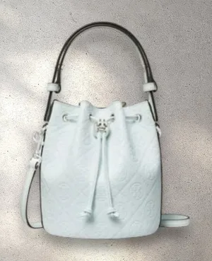 New Authentic Tory Burch T Monogram Mini Bucket Bag in Ice Blue $398 thumbnail 1