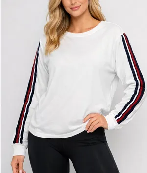 Z Supply white striped arm crewneck long sleeve size M thumbnail 1