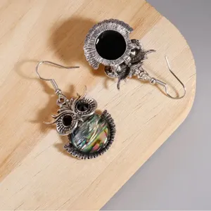 925 Silver Plated Owl Earrings Rhinestone thumbnail 3