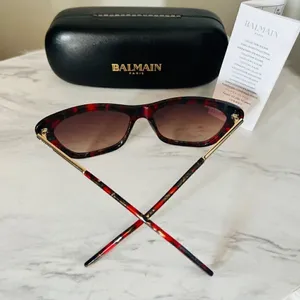 BALMAIN 56mm Modified Cat Eye Sunglasses, Polarized, Designer, Red Tortoise, NWT thumbnail 11