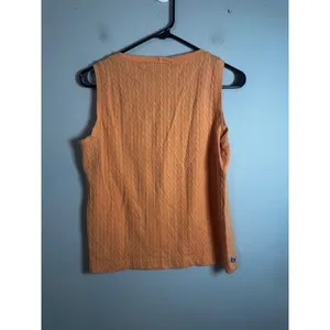 Lauren Ralph Lauren Vintage Made in USA Cable Knit Tank Top Peach Orange Medium‎ thumbnail 5