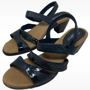 Trotters “Marvie” Navy Blue Leather Heeled Hook & Loop Sandals Women’s 8.5 Wide thumbnail 4