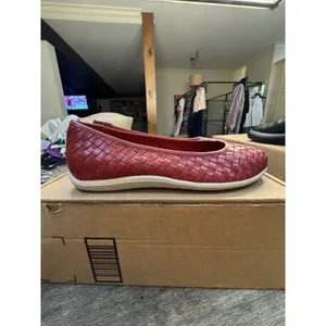 David Tate Womens Dazzle Leather Woven Slip-On Ballet Flats Shoes Size 9.5W Red thumbnail 3