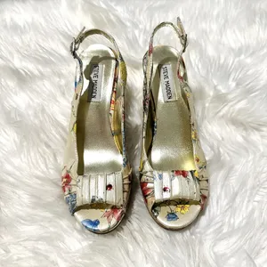 Steve Madden Y2K Floral Slingback Peep-toe Wedge Sz 7 thumbnail 2