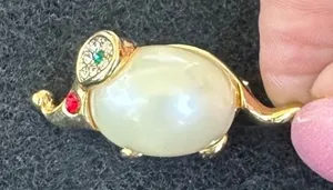 Vintage Gold‎ Tone Mouse Brooch Faux Pearl Rhinestone Animal Pin Whimsical EUC thumbnail 1