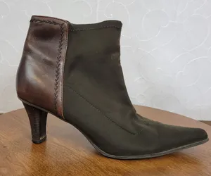 Joan David Circa 365 Women's Ankle Boots 9.5 Black Fabric & Leather Pointed Toe thumbnail 1