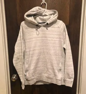 American Eagle Outfitters Active Flex Pullover Hoodie Sweatshirt White/Gray thumbnail 1