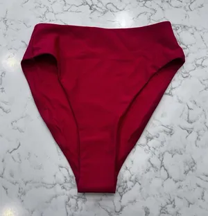 NWOT Quince Cherry Red Italian High Rise High Leg Bikini Bottoms Size XS thumbnail 1