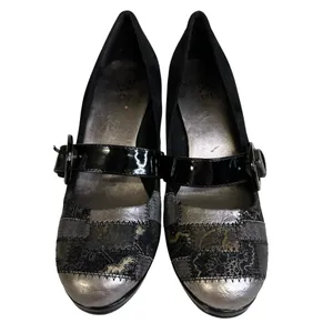 BKE Black Patent Leather Patchwork Buckle 3.5 Inch Heels Womens Shoes 8.5 thumbnail 10