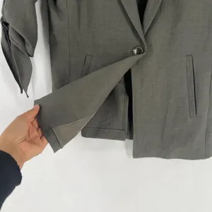 Lola & Sophie Blazer Jacket‎ Womens XS Olive Gray Tie Sleeve Single Breasted thumbnail 7