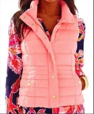 LILLY PULITZER Isabella Puffer Down Vest in Coral Size Small thumbnail 1