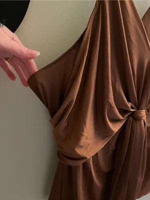Express Brown Knot-Front Blouse thumbnail 2