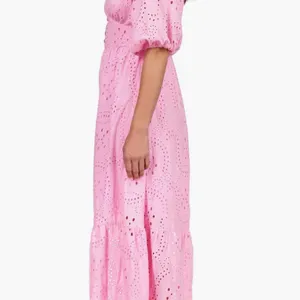 Sanctuary Ruffle Puff Sleeve Eyelet Maxi Dress Pink Size 6 NWOT thumbnail 2