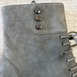 Botkier Lace Up Ankle Boots Women Olive Green Suede Buttons‎ Heeled Booties 6.5 thumbnail 6