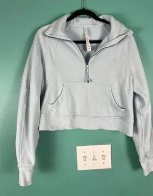 Women's Lululemon Light Blue Cropped Half-Zip Sweatshirt XS/S thumbnail 1