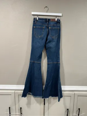 Rock & Roll High-Waist Dark Blue Flare Jeans for Women 24x32 thumbnail 5