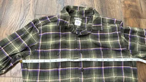 Gap Mens Flannel Button Down Plaid Long Sleeve Shirt, Size Small, Green Purple thumbnail 5