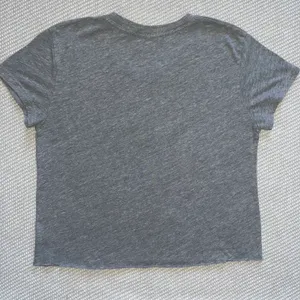 Brandy Melville Grey New York Embroidered Crop Top Tee Shirt Raw Hem OS thumbnail 2