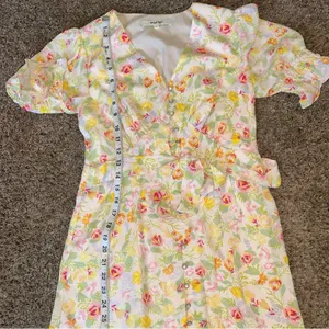 Simple Retro Womens Kora Floral Maxi Dress With Faux Pearl Buttons Sz Small thumbnail 3