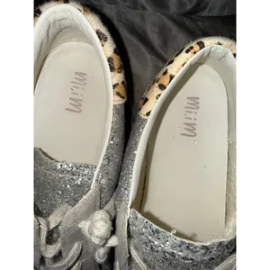 Mi.iM Silver Glitter Star Sneaker Leopard Low Top Womens 9 Y2K Glam Sparkle thumbnail 6