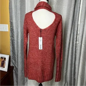 MinkPink‎ Womens Brick Red Size Large Curious Roll Neck Sweater Dress Tunic NEW thumbnail 14