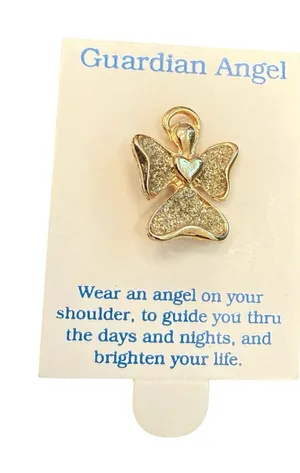 NWT Guardian Angel Lapel Pin Gold and Silver Pin Costume Jewelry thumbnail 1