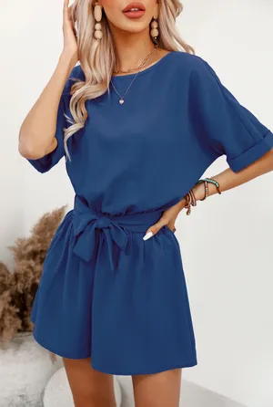 Cupshe Belted Round Neck Romper thumbnail 1