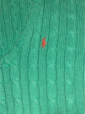 Ralph Lauren Sport Cable Knit V-Neck Sweater Mint Green - XL thumbnail 4