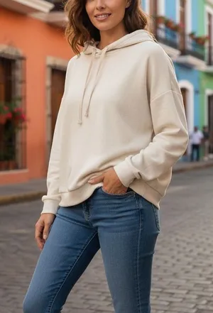 Quince Ivory Tencel Modal Relaxed Pullover Hoodie Womens Large Sustainable Soft thumbnail 1