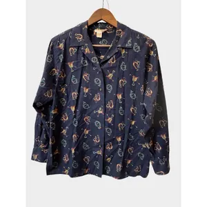 VTG Brooks Brothers Navy Equestrian Horse Bit Button‎ Down Shirt Small Preppy thumbnail 2