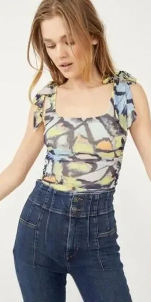 Free People Avenue Print Tank Top in Mint Combo Size Large $58 thumbnail 1