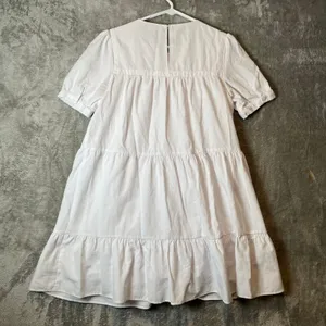 Pomander Place‎ Women's Size Medium White Quinn Tiered Mini Dress Cotton Blend thumbnail 4