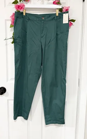 NWT Women’s Forest Green Minimalist Career Office Plus Stretch XXL Ankle Pants thumbnail 1