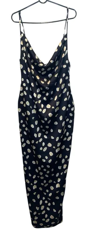 Women's Pretty Little Thing Leopard Print Satin Cowl Neck Maxi Dress Size 10 thumbnail 1