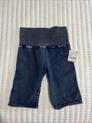 Free People Dark Navy Ribbed-Waist Athletic Shorts thumbnail 3