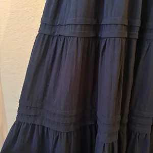Umgee Tiered Maxi Dress‎ Medium Boho Cottagecore Smocked Waist Cotton LBD Black thumbnail 3
